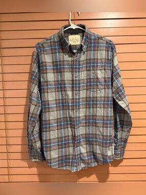 Weatherproof Blue and Gray Plaid Button-Down Shirt Size Small